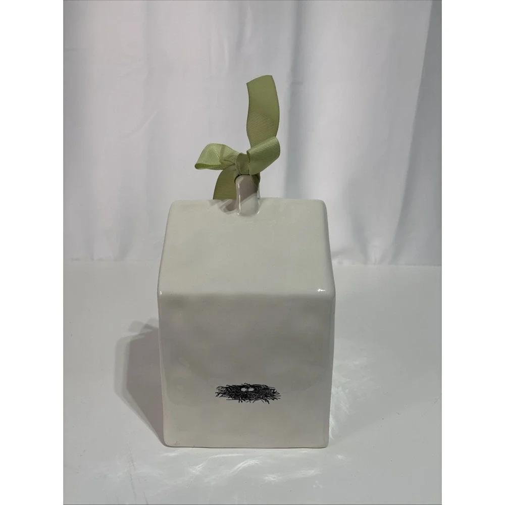Rae Dunn 2017 Ceramic Birdhouse NEST‎ Green Bow Artisan Collection by Magenta